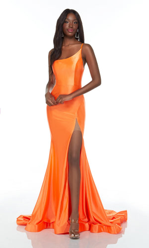 UNK-61159. Long Fitted Dresses, One Shoulder, Fit N Flare image 0