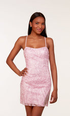 UNK-4615. Short, Scoop Neck, Straight, Strappy Back image 5