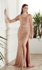 UNK-27523. Long Ruched Dress, V-neck, Straight image 0