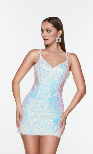 UNK-4535. Short, V-neck, Straight, Strappy Back image 2