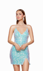 UNK-4770. Short, V-neck, Straight, Open Back image 0