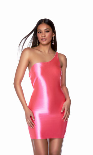UNK-4705. Short, One Shoulder, Straight, Cutout Back image 0