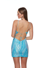 UNK-4648. Short, Plunging Neckline, Straight, Open Back image 1