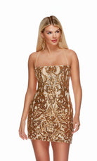 UNK-4622. Short, Square Neckline, Straight, Open Back image 0
