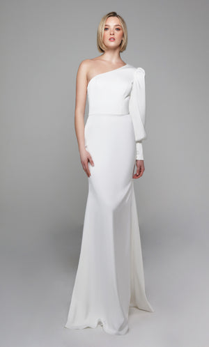 UNK-7065. Long, One Shoulder, Straight, Closed Back image 3