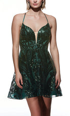 UNK-3775. Short, Plunging Neckline, A-line image 3