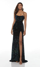 UNK-61186. Long Cut Out Dress, Scoop Neck, Straight image 2