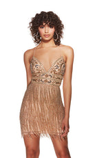 UNK-4801. Short, V-neck, Straight, Strappy Back image 3