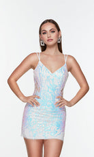 UNK-4535. Short, V-neck, Straight, Strappy Back image 4