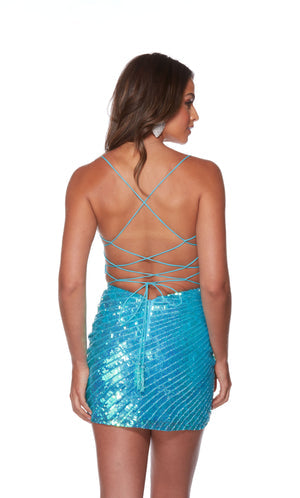 UNK-4661. Short, V-neck, Straight, Open Back image 6