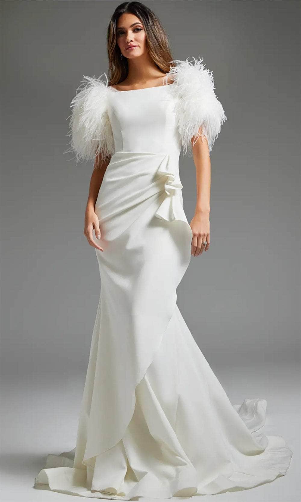 jovani mermaid wedding dresses Jovani JB45121 Strapless Mermaid Wedding Dress with 3D Floral Skirt White / 6