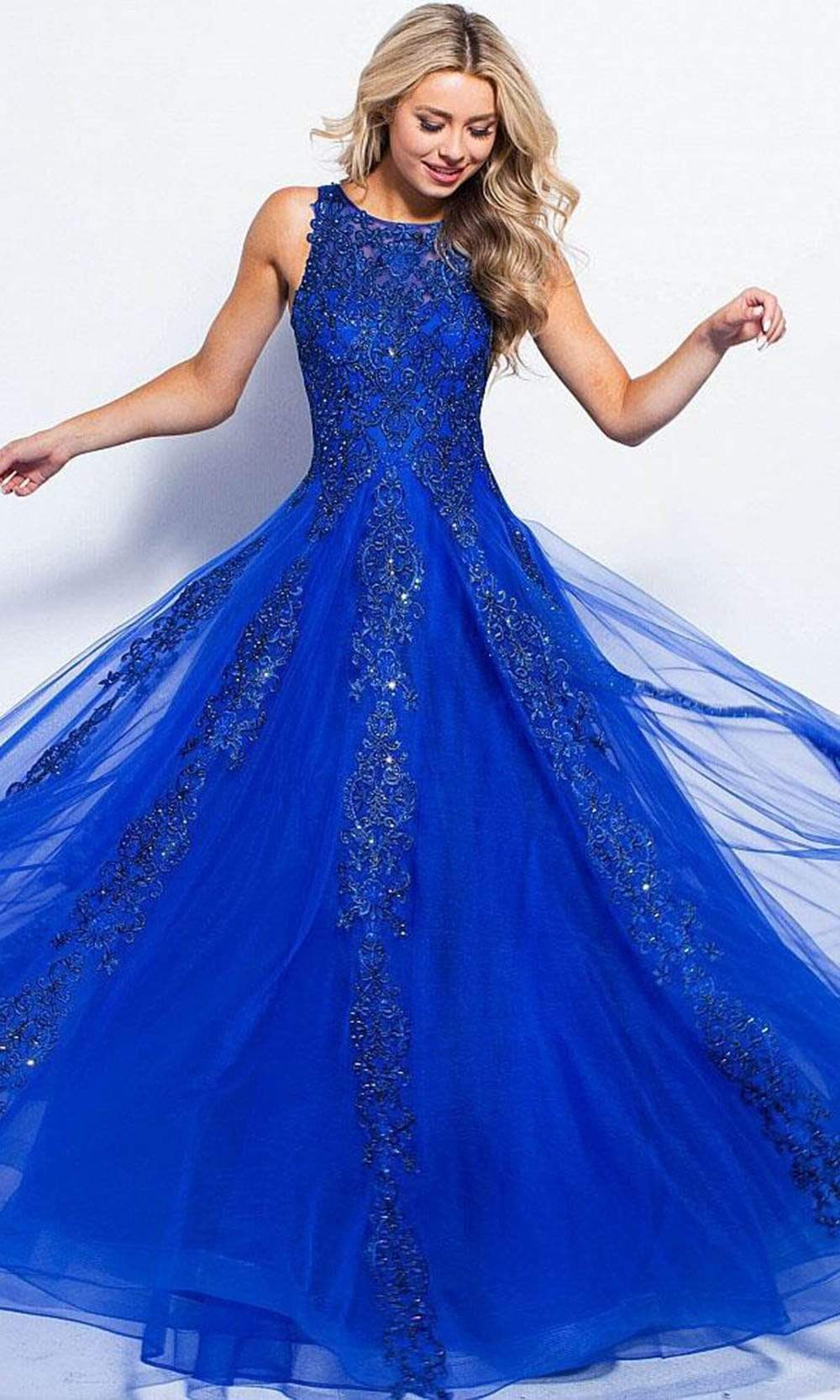 JVN by Jovani - JVN59046 Embellished Sleeveless Modest Prom Tulle Gown 12 / Lilac JVN by Jovani - JVN59046 Embellished Sleeveless Modest Prom Tulle Gown 12 / Lilac