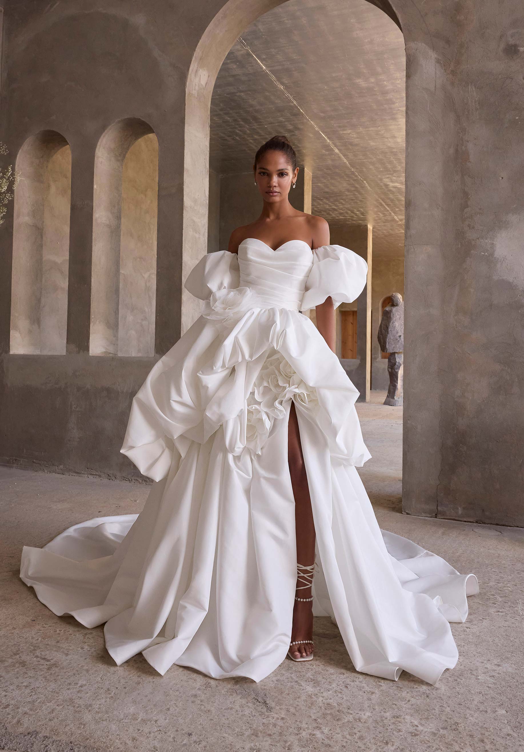 a line wedding dress silhouette Satin A-line Silhouette Wedding Dress Mila Custom (0-12 US, 32-44 EU) / White
