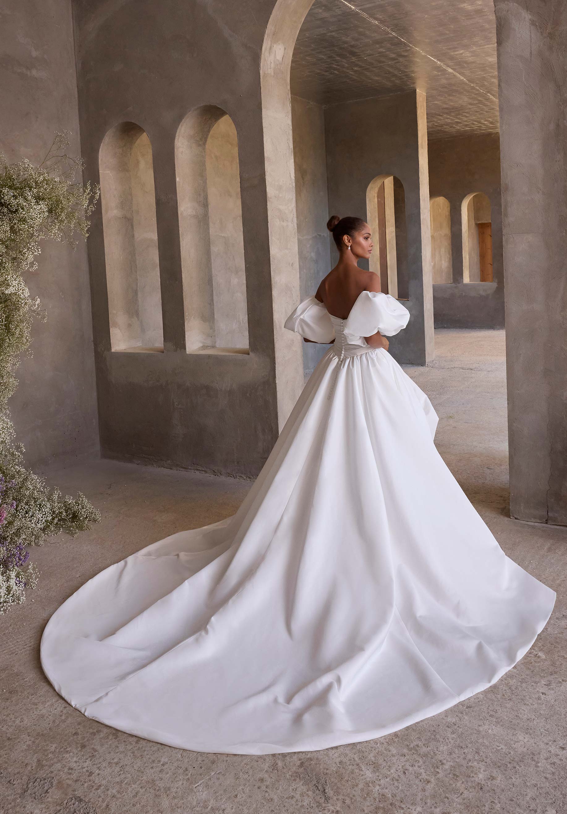 taffeta a line wedding dress Taffeta A Line Wedding Dresses Short Puff Sleeve ZW703 -