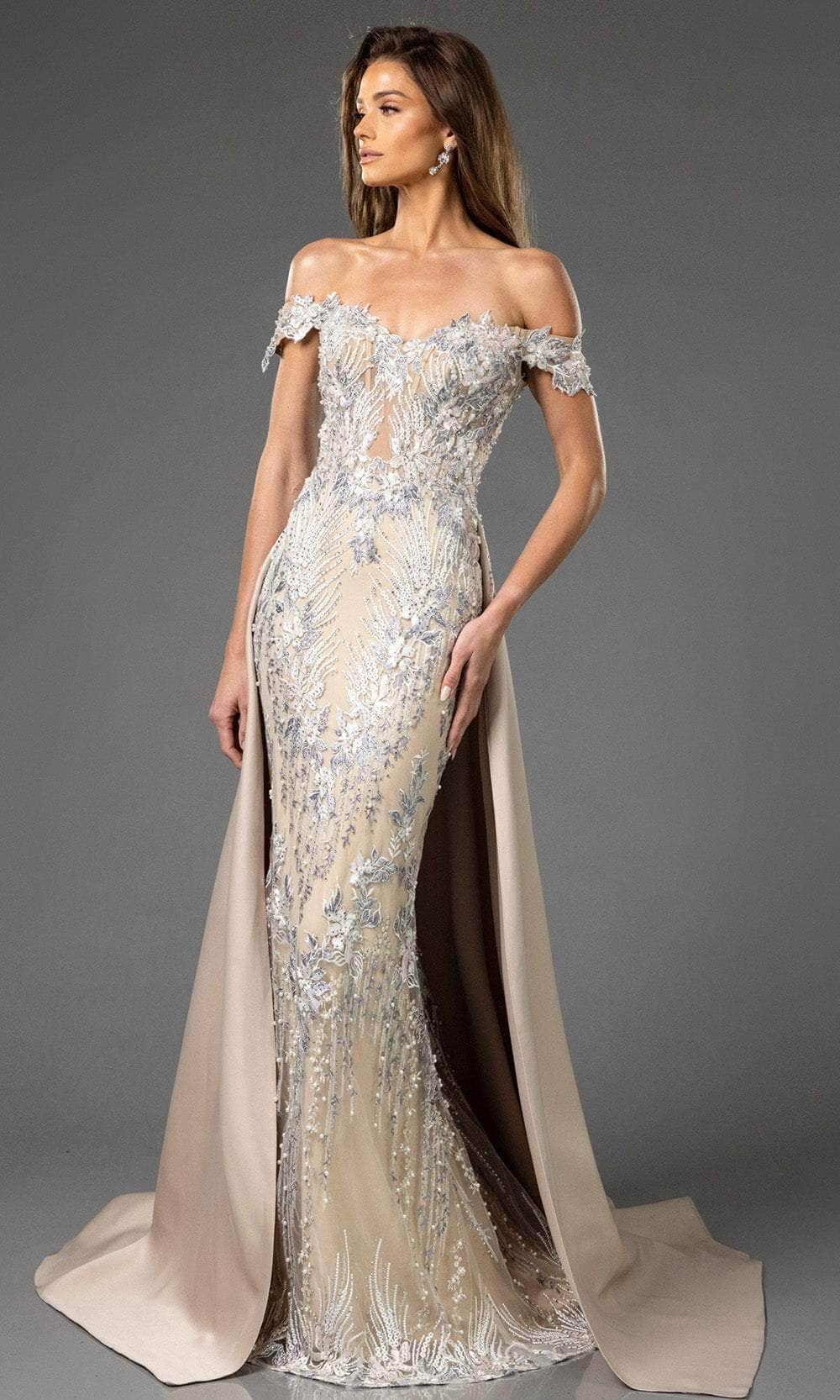 green emerald velvet dress Terani Couture 242GL3219 - Long Tulle Sheath Dress main image 1
