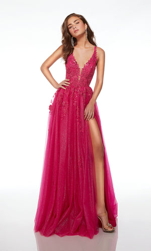 UNK-61722. Long, Plunging Neckline, A-line